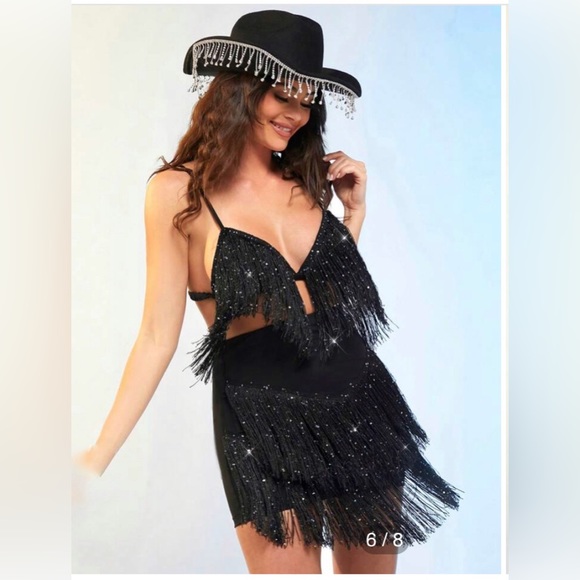 fringe top and fringe skirt set - Picture 4 of 5